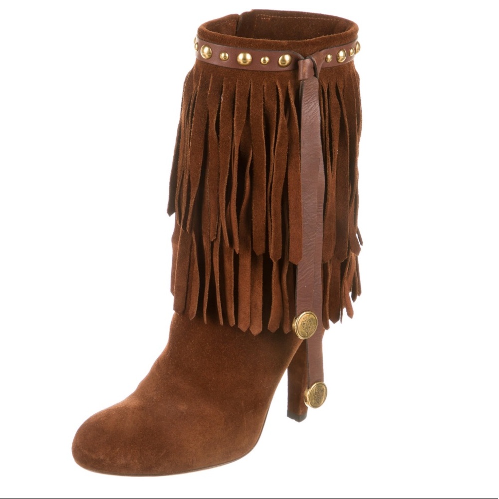 GUCCI Devendra Suede Fringe Boots